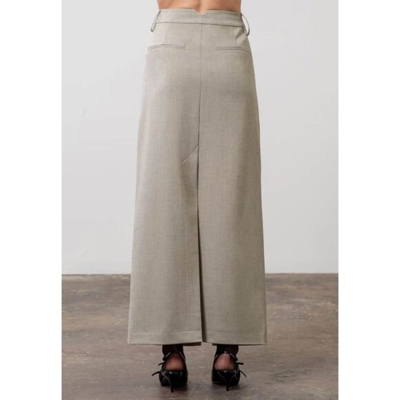 New Moon River Linen Blend High Waist Split Maxi Skirt Preppy Academia 2000s Y2K - Picture 2 of 9